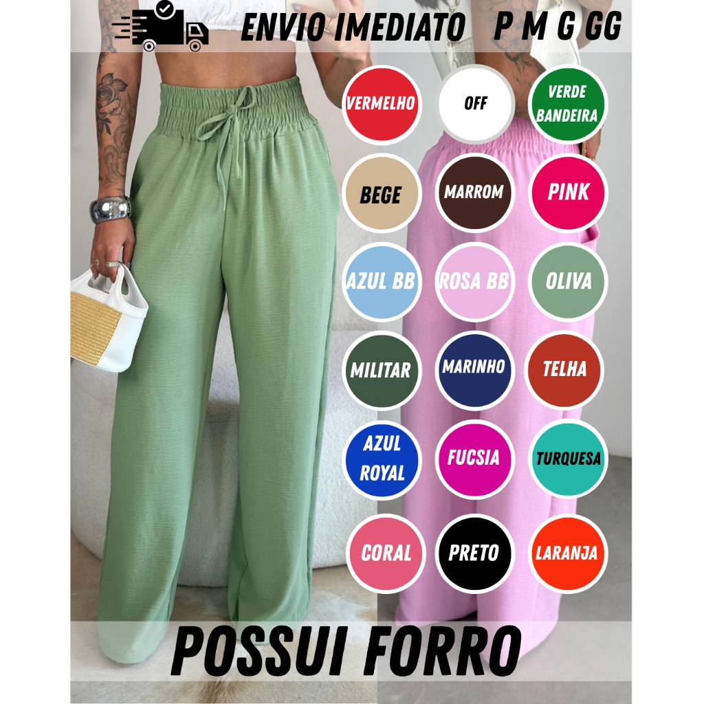 Calça Feminina Forrada Cintura Alta Duna Envio Imediato em Oferta na Shopee