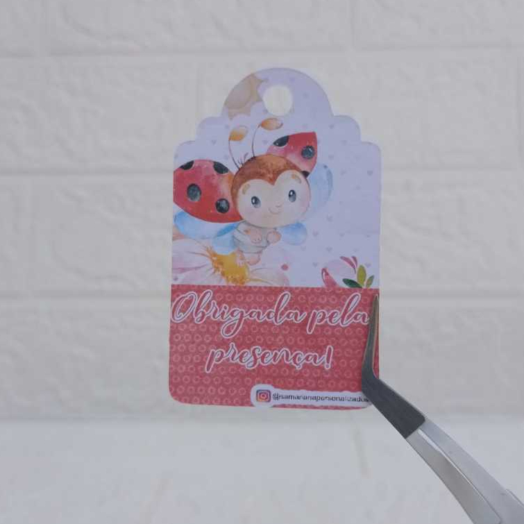 TAG de Agradecimento JOANINHA AQUARELA Personalizado para Lembrancinha e decoração festa infantil de sacolas