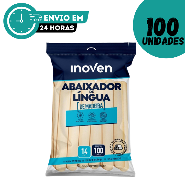 Abaixador De Língua De Madeira E Espátula Depilação 100 Un. Inoven em Oferta na Shopee