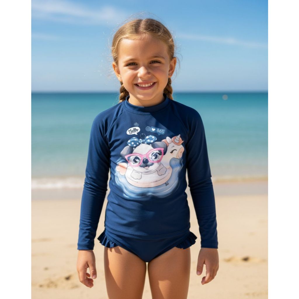 Conjunto De Camiseta manga longa proteção UV 50+ E Biquini Tamanho 12 PRAIA E PISCINA