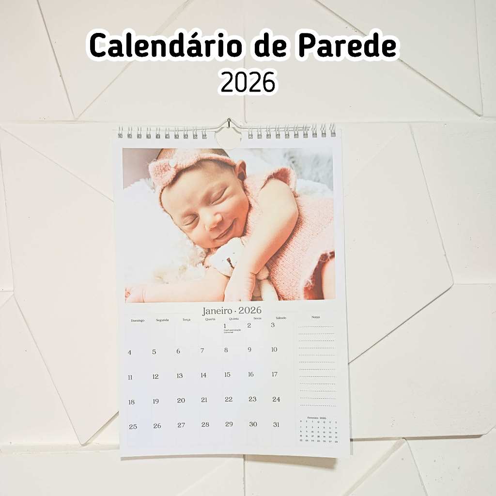 Calendário de Parede 2026 - Personalizado com Fotos