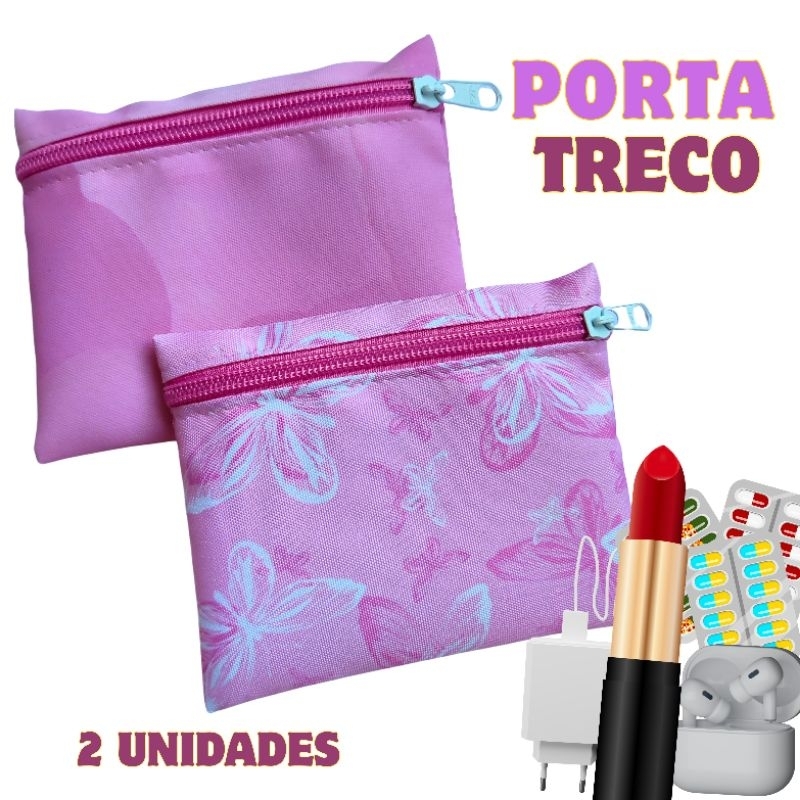 Kit Porta Trecos Rosa | Mini Organizador de Bolsa | Ideal para Maquiagem e Fones
