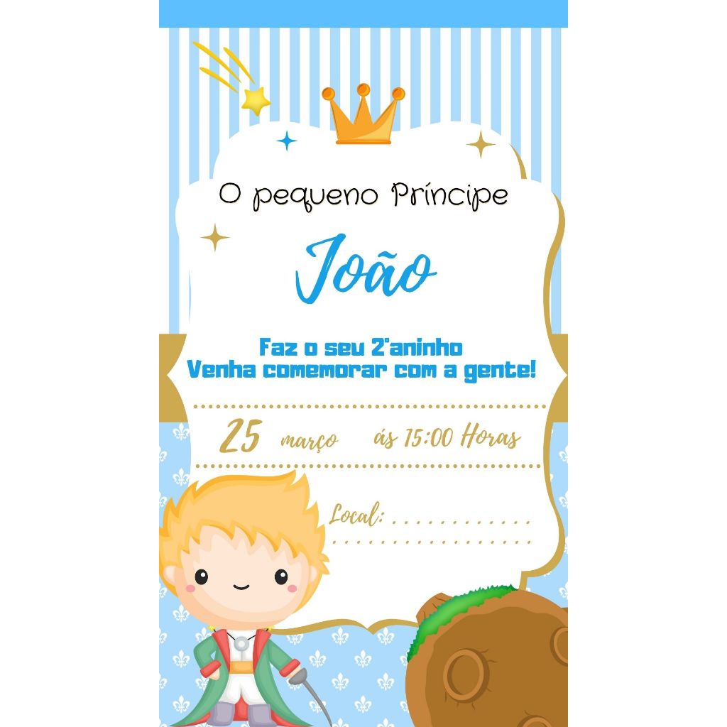 Kit Convite de Pequeno Príncipe Loiro Festa de Aniversario e Lembrancinhas