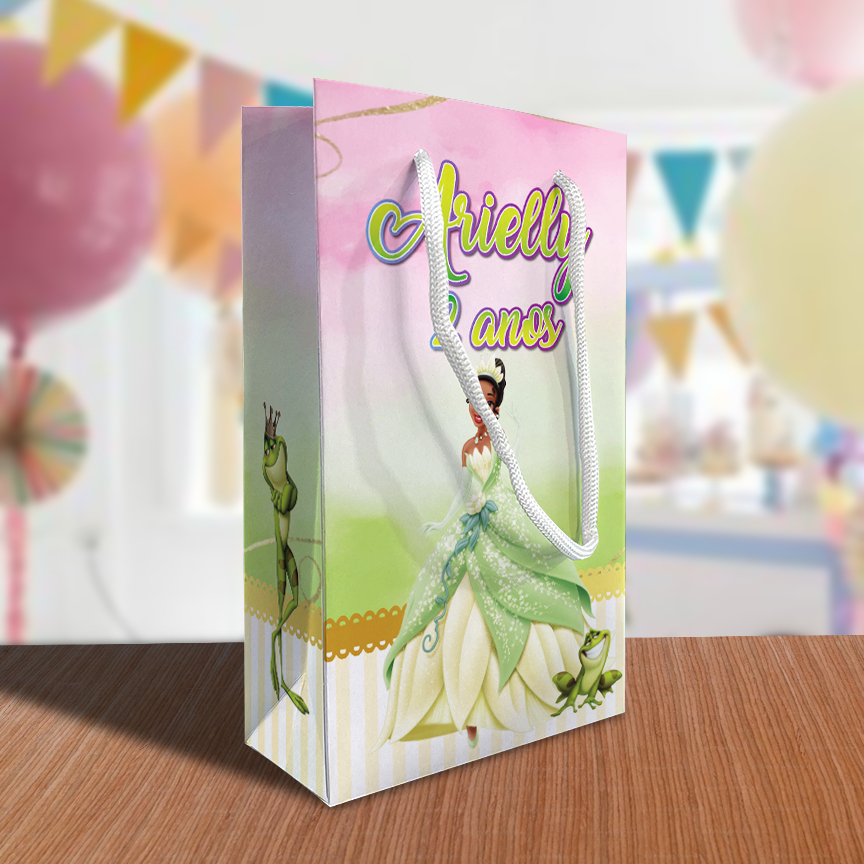 Sacolinha Princesa Tiana Personalizada Kit Festa Lembrancinha Princesas Sacola a princesa e o sapo
