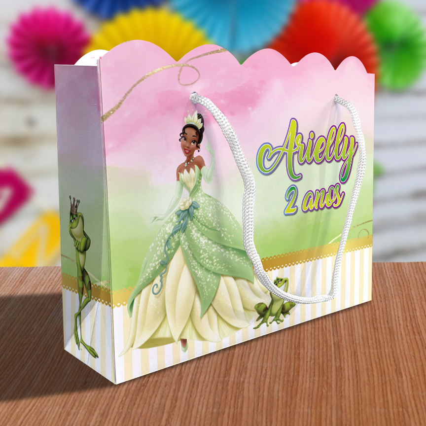 Sacolinha Ondulada Personalizada Kit Festa Tiana  Lembrancinha Princesa a princesa e o sapo