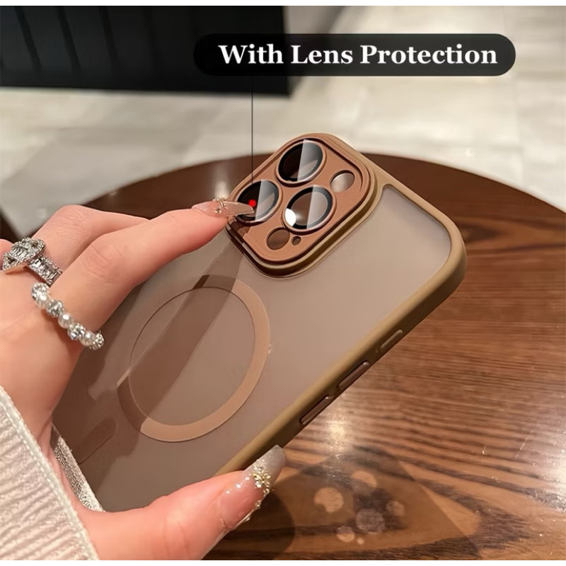 Capa capinha Indução Magnético Luxo Fosco Proteção De Câmera iPhone 11 12 13 14 15 16 17 Pro Max