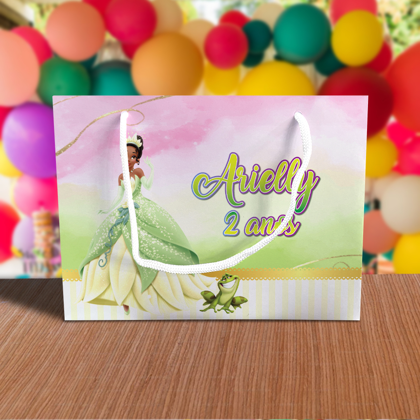 Sacolinha de Festa Princesa Tiana Lembrancinha Personalizada Kit Festa Sacola Deitada Reta Princesas