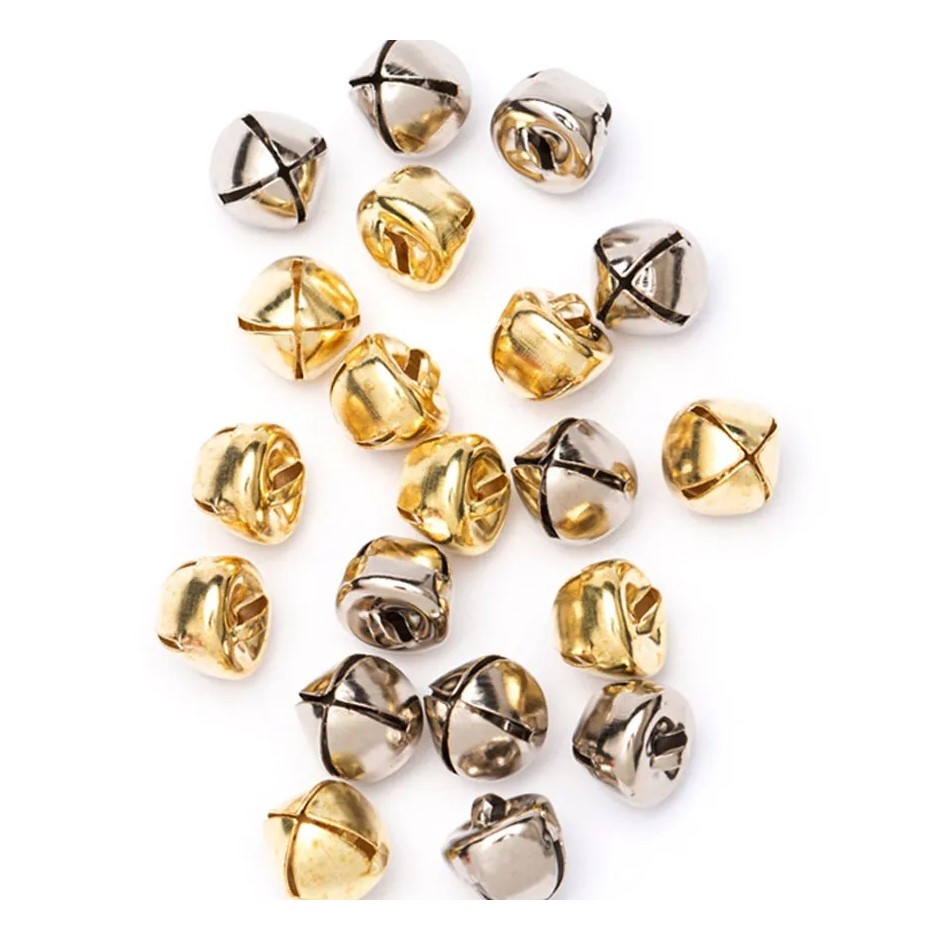 Pingente Guizo Metal 10 Mm Natal Decoração 50 Unidades
