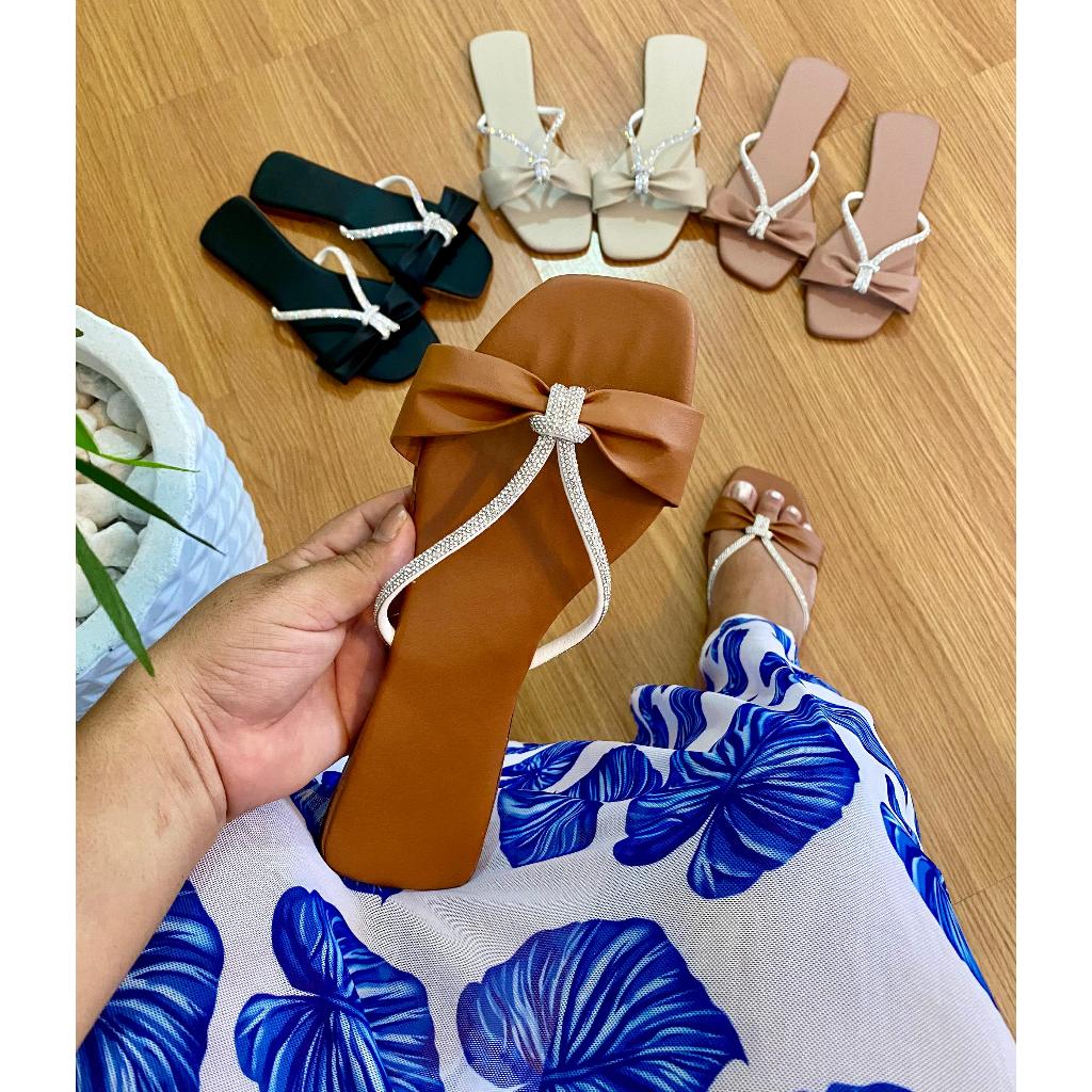 KIT COM 4 RASTERINHA Sapatos Femininos  Sandálias e Chinelos Sandália Plana e Rasteirinha LAÇO