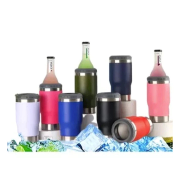 KIT 10 Copo Térmico com abrirdo Porta Lata/long Neck Isolamento Vácuo Inoxcom 2 tampas YT-1012 em Oferta na Shopee