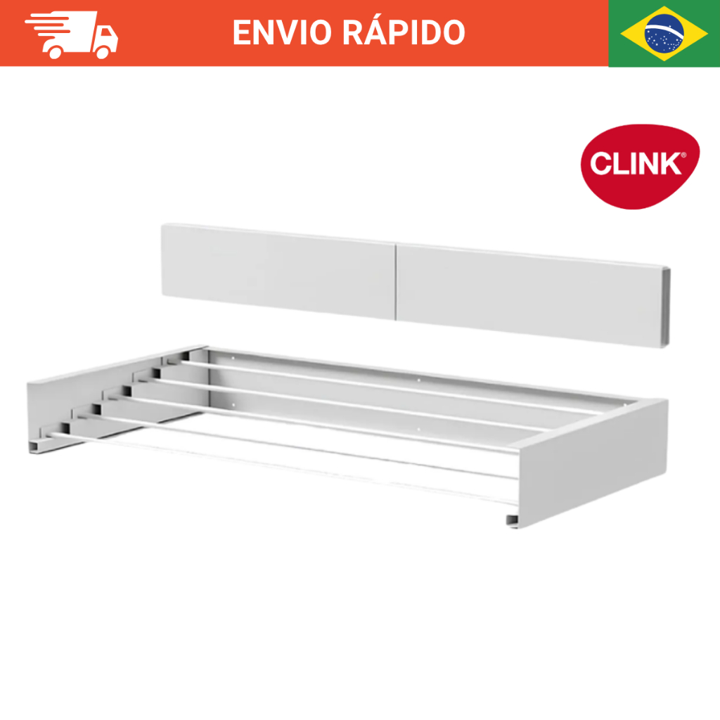 Varal Magico Invisível de Parede Dobrável Retrátil 80cm 5 Varetas Recolhível Roupas Espaço Pequeno