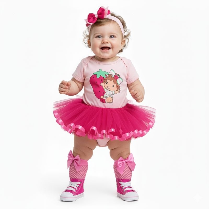 Body Temático Moranguinho,desenho,mesversário bebê,menina em Oferta na Shopee