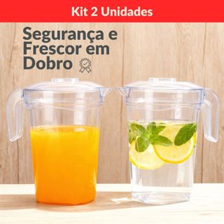 Kit 2 Jarra Plástico Transparente De 1,8 Litros Para Suco Bebidas Resistente Com Tampa Restaurante em Oferta na Shopee