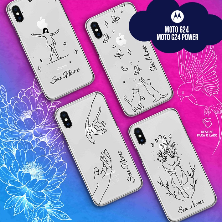Capa Capinha Case Personalizada com Nome - Moto G24 / Moto G24 Power - Fine Line Collection