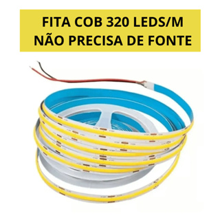 Fita COB 320 LEDs/m – 10m, Ligação Direta, 20W/m, 8mm 110V/220V | Não precisa de Fonte | Para Perfil Led, Sanca em Oferta na Shopee