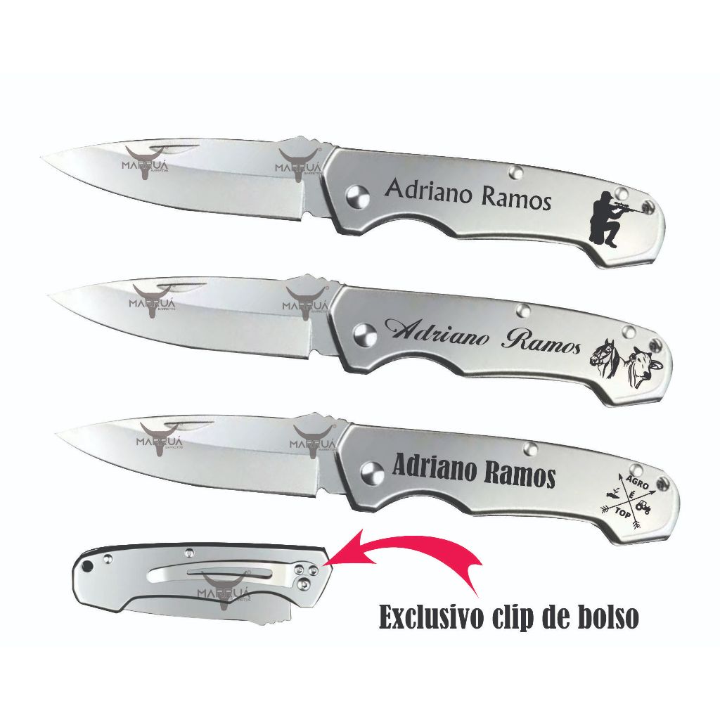 Canivete Inox  de Bolso Barretos Marruá J Personalizado a Laser em Oferta na Shopee