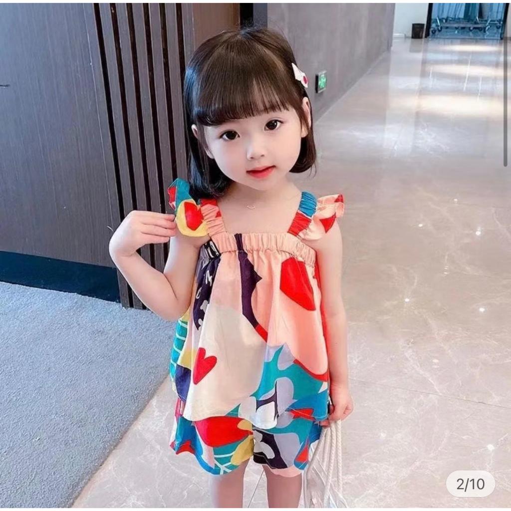 Conjunto infantil com estampa confortável estiloso com babados, idade 5 a 6 anos