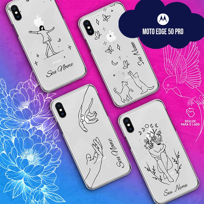 Capa Capinha Case Personalizada com Nome - Moto Edge 50 Pro - Fine Line Collection