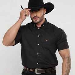 Camisa Xadrez Cowboy Western Premium Confort Manga Curta Botao na Gola Americana Bordado Envio Imediato