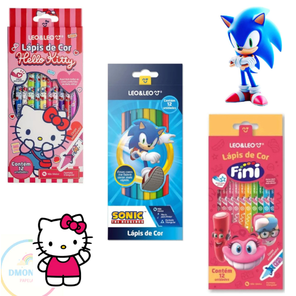 Lápis de Cor Triangular Personagens Estampado- Caixa com 12 Unidades Leo&Leo