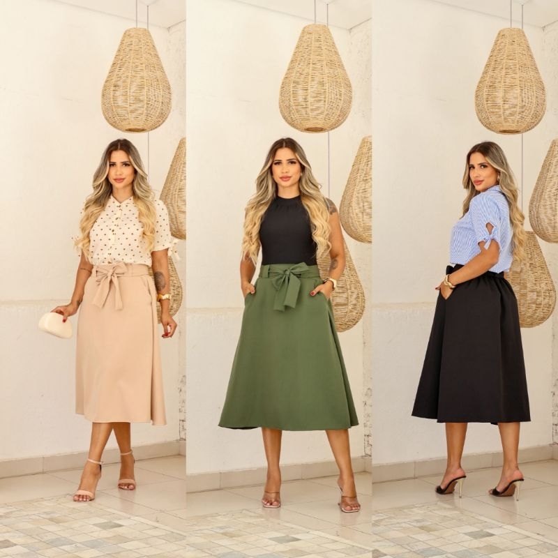 saia midi afaiataria moda evangelica em Oferta na Shopee