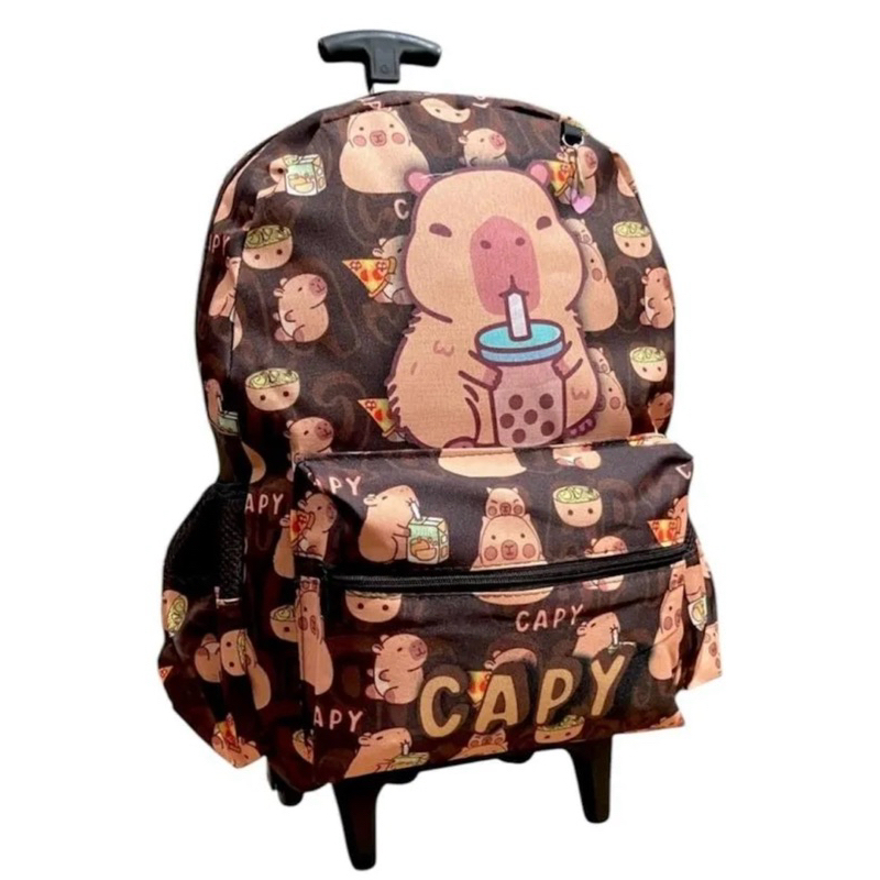 Mochila Escolar Capivara Marrom Rodinha tamanho grande Envio hoje em Oferta na Shopee