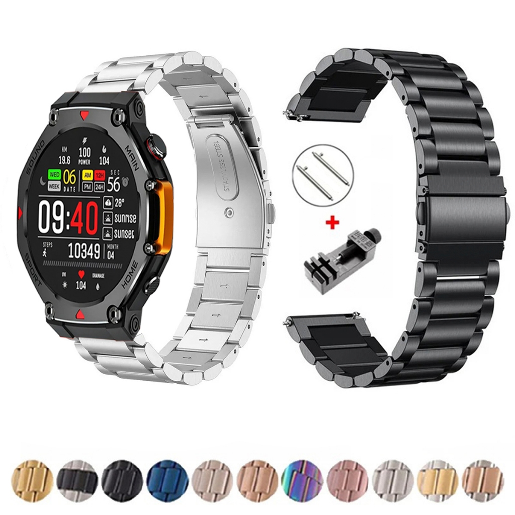 Pulseira de 22mm Metal Elos de aço inox para Smartwatch Bazik M-rex 4 Ma31 de Engate Rapido