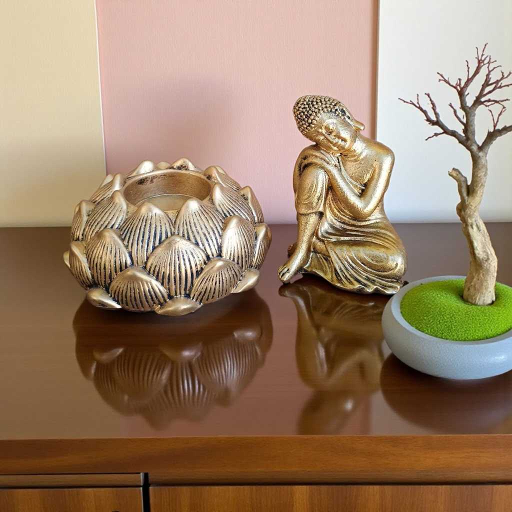 Imagem Decoração para Cantinho Zen, Estatueta de Buda e Incensário Modelo Flor de Lótus