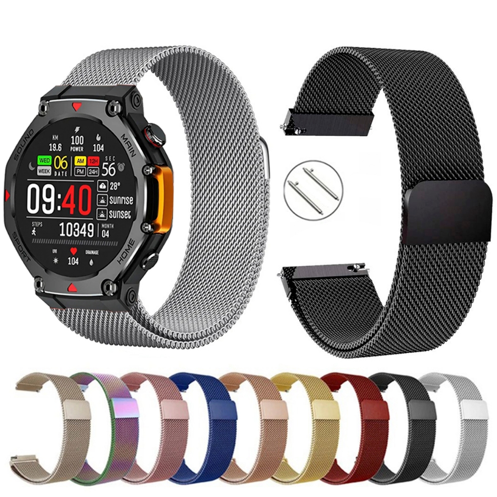 Pulseira de 22mm milanesa aço inox para Smartwatch Bazik M-rex 4 Ma31 de Engate Rapido