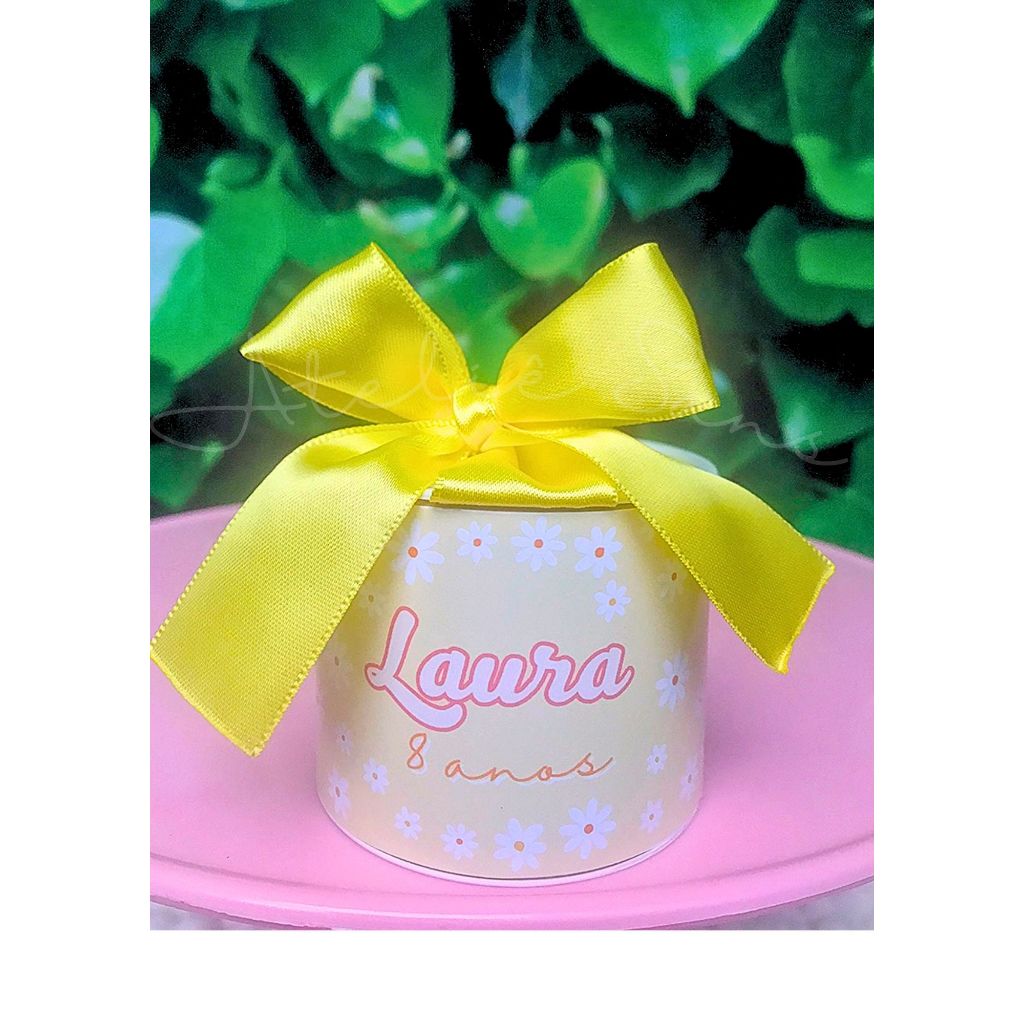 Kit MINI TUBOLATAS Personalizada 5x6 Margaridas - Lembrancinha festa aniversário chá de bebe maternidade batizado