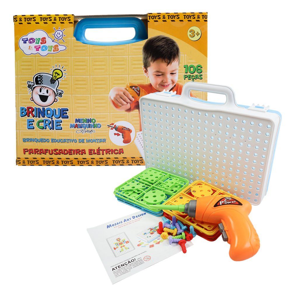 Kit Ferramenta Infantil Brinquedo Parafusadeira Montar Ferramentas Construção Educativo Menino