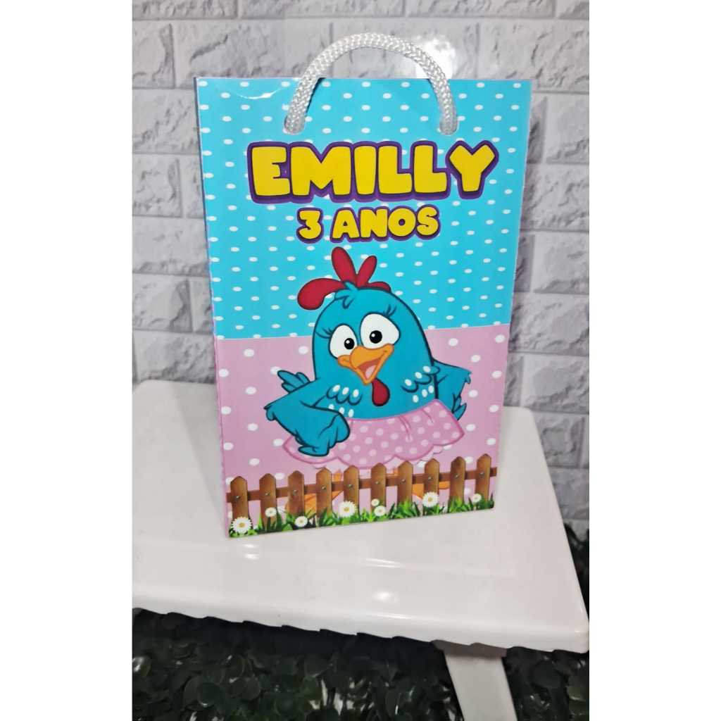 Sacolinha Personalizada Galinha Pintadinha Rosa festa infantil/aniversario/lembrancinha