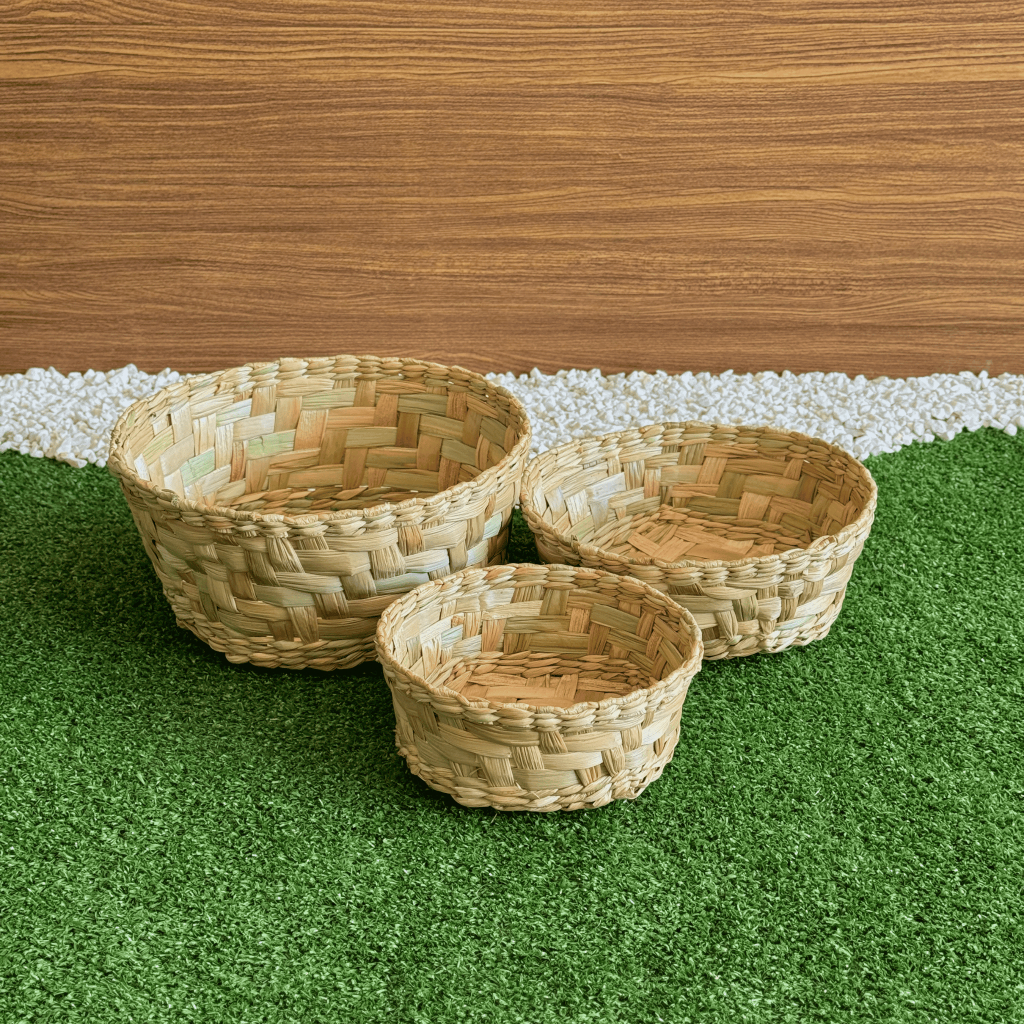Kit 3 Cesto de Palha Organizador Multiuso Decoração