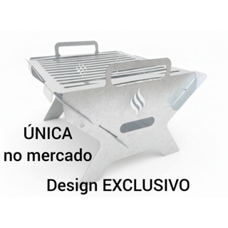 Churrasqueira Maleta Galvanizada Camping Apartamento Pesca em Oferta na Shopee
