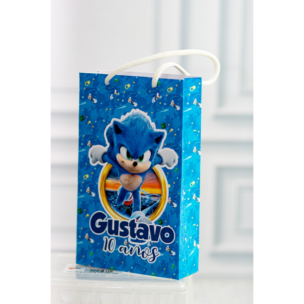 MINI Sacolinha Surpresa Personalizada SONIC- Lembrancinha Personalizada - Festa Infantil - Pegue e Monte - Mimo