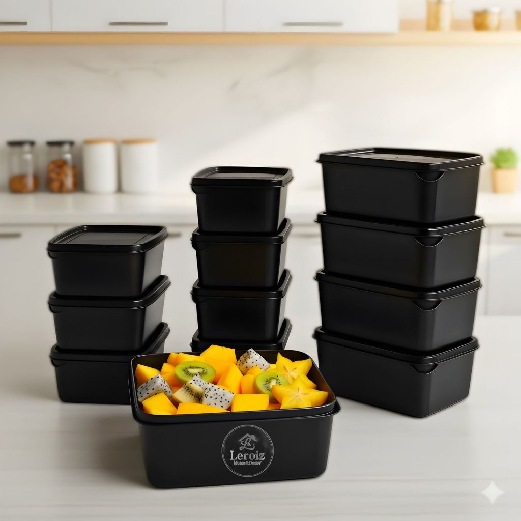Kit 10 Potes Retangular com Tampa | Marmita Fitness | Freezer e Micro-ondas | BPA Free