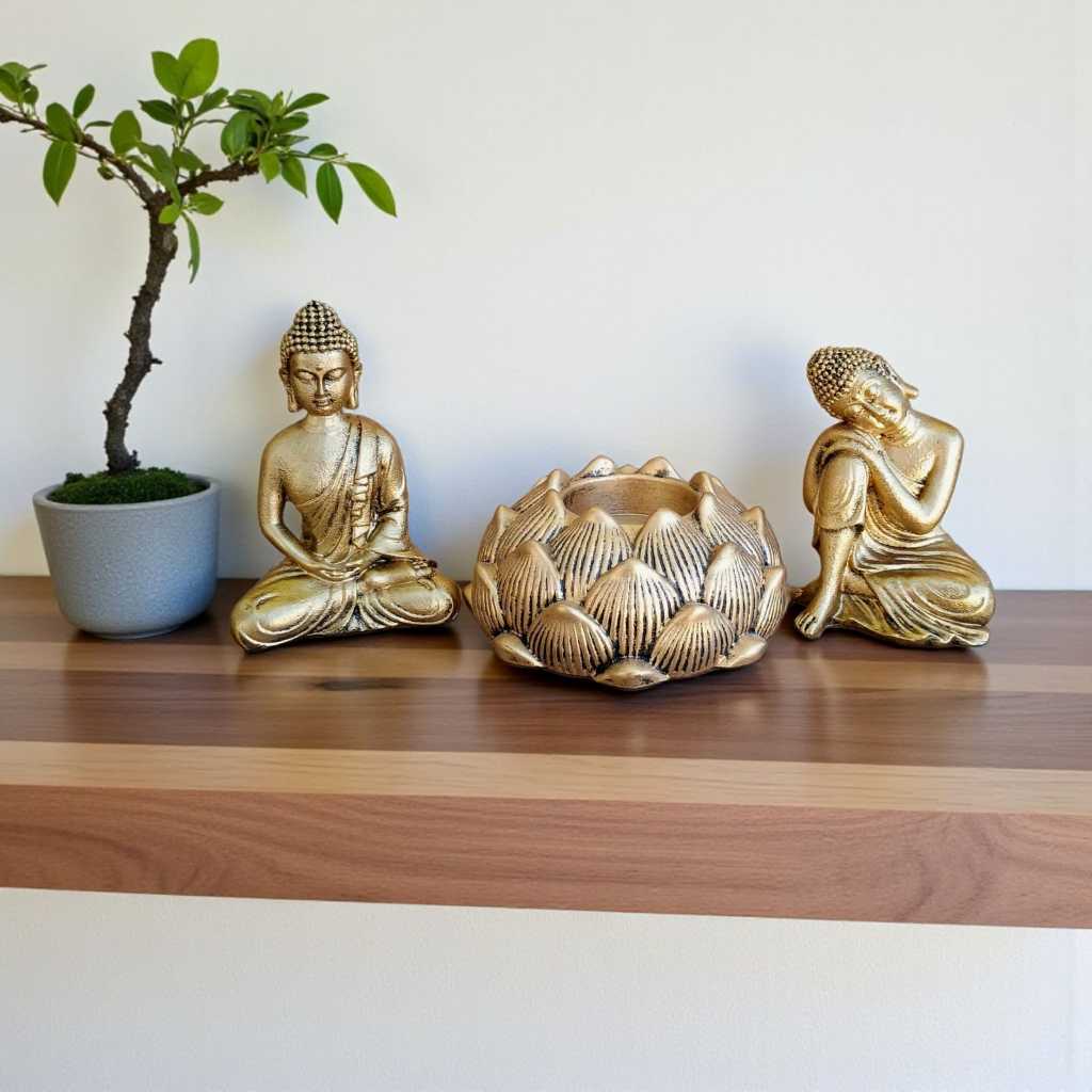 Imagem Budas da Sabedoria, Decoração Zen, Incensário Lótus