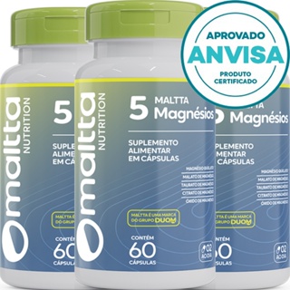 KIT 3 Unidades - 5 Magnésios Quelato + Malato + Taurato + Citrato + Óxido - 60 Cápsulas 500mg Duom em Oferta na Shopee