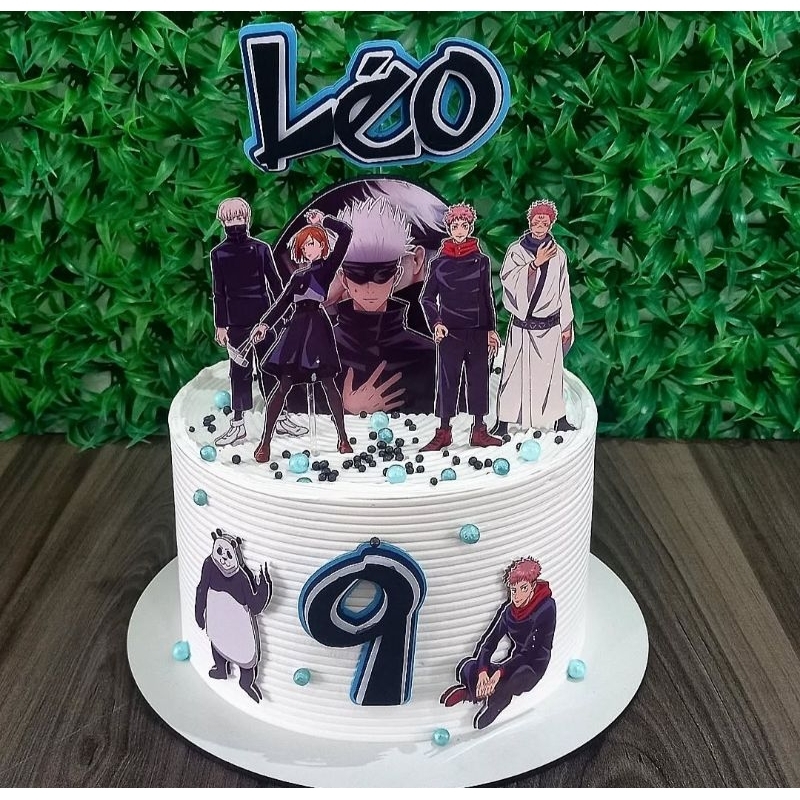 Topper Topo de Bolo Anime Jujutsu Kaisen / Gojo Satoru Personalizado com Nome Idade festa infantil e adulto