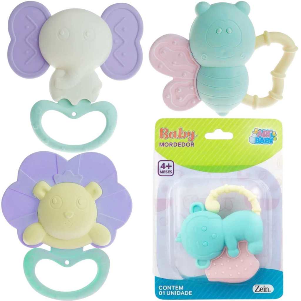 Mordedor Chocalho Massageador De Gengiva Macio Para Bebê Desenvolvimento Sensorial Textura Educativo