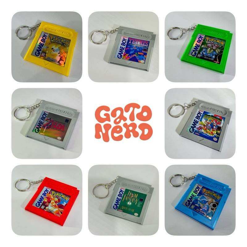 Chaveiro fita cartucho Pokémon Tetris Zelda e outros | Rótulo holográfico | GAME BOY