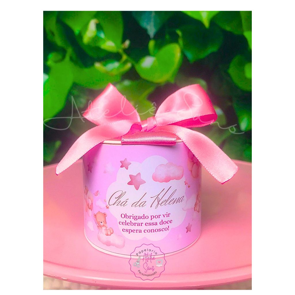 Kit MINI TUBOLATAS Personalizada 5x6 Chá Bebe Menina - Lembrancinha festa aniversário chá de bebe maternidade batizado