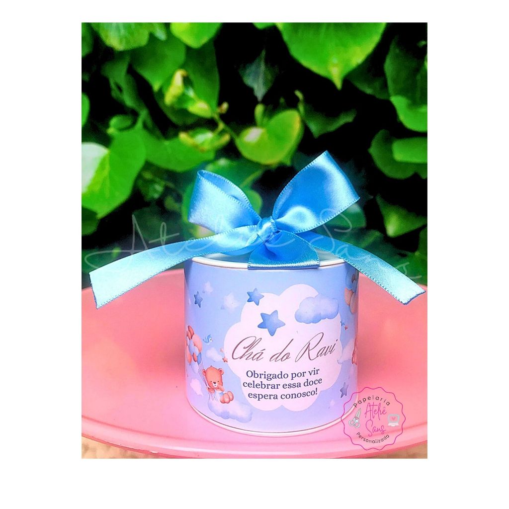 Kit MINI TUBOLATAS Personalizada 5x6 Cha Bebe Menino - Lembrancinha festa aniversário chá de bebe maternidade batizado
