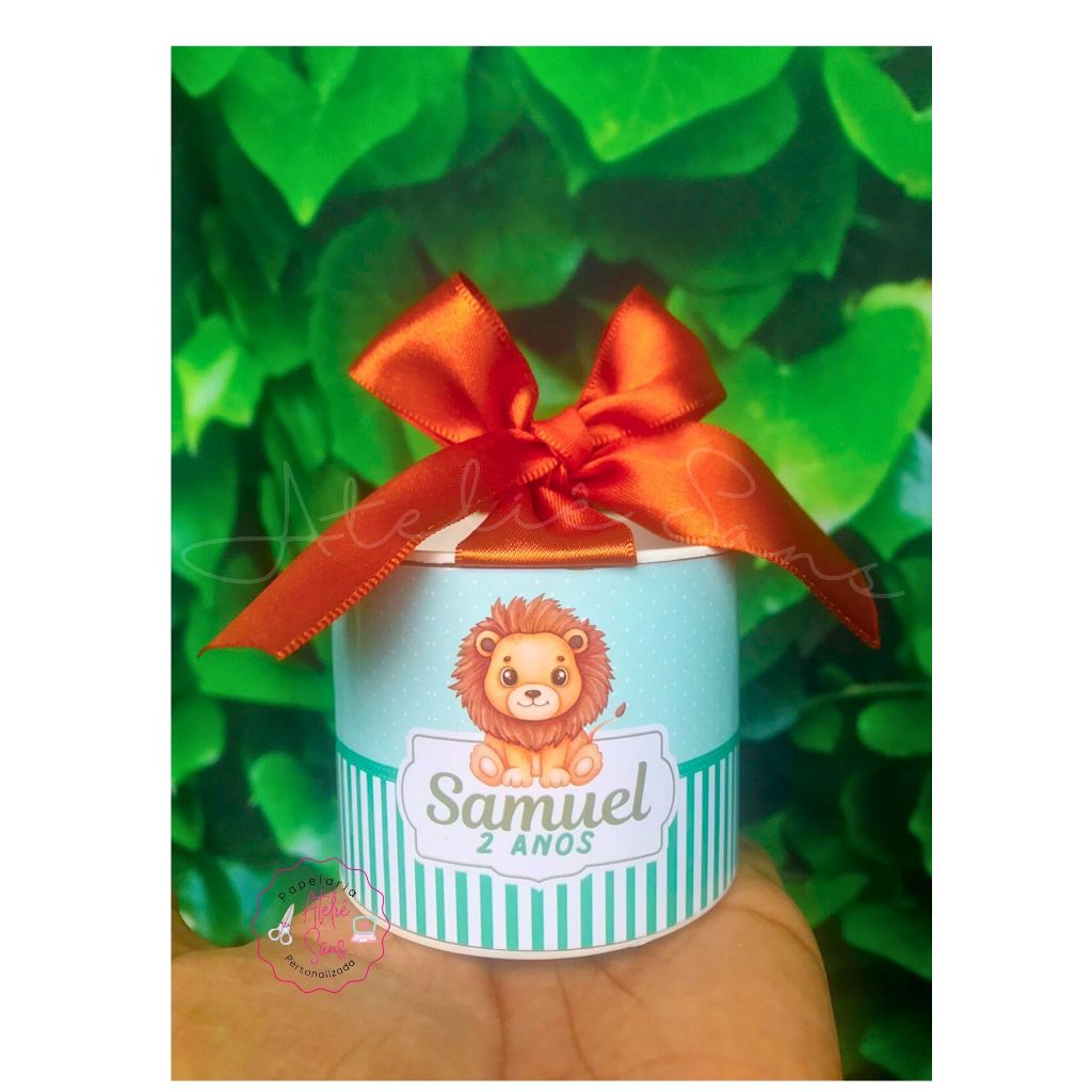 Kit MINI TUBOLATAS Personalizada 5x6 Leaozinho - Lembrancinha festa aniversário chá de bebe maternidade batizado Leão