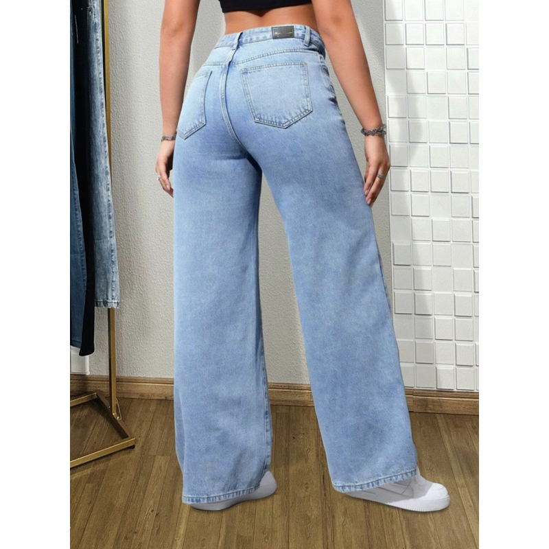 6090-calca jeans wide clara  marmorizada