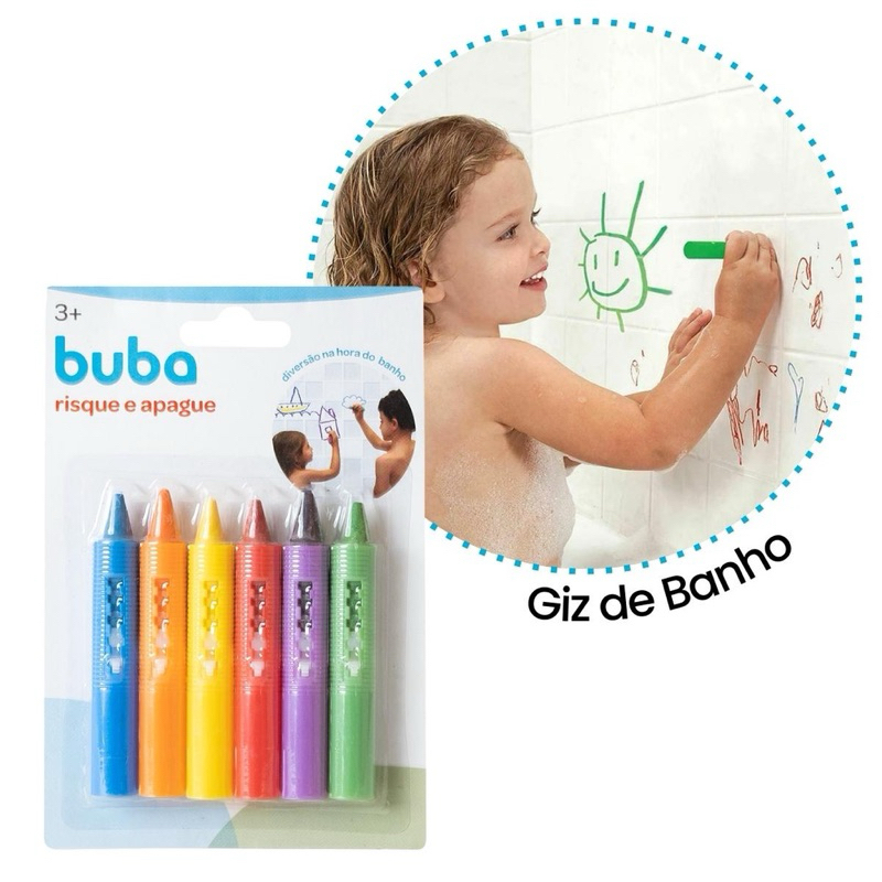 Giz De Banho Risque E Apague 6 Cores Buba
