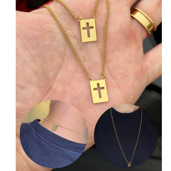 Escapulário Banhado a Ouro 18K De 70 Cm De Cruz– Símbolo de Fé e Proteção