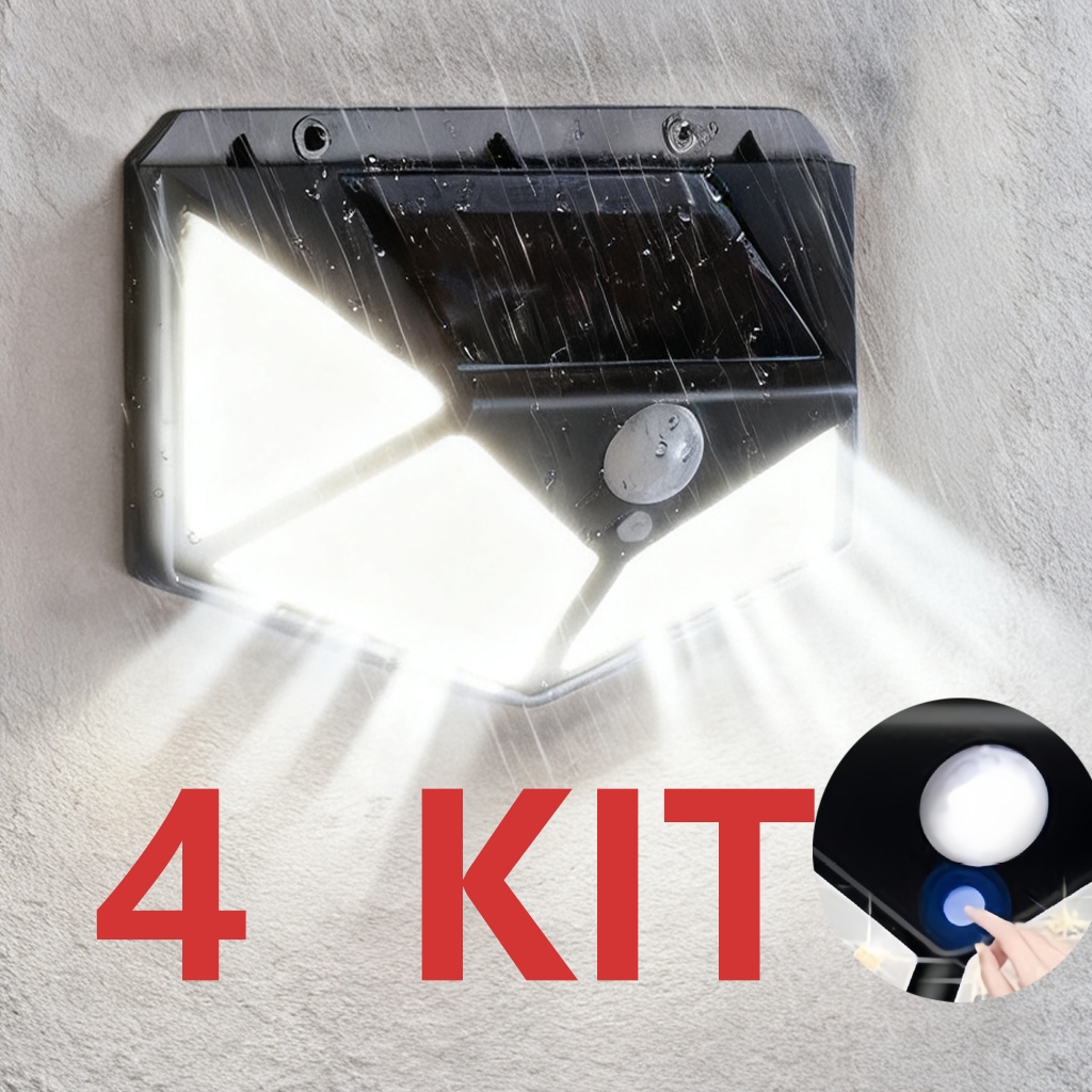 Luminária Solar 100 Led Com Sensor Jardim Externa Prova D'água Multifuncional