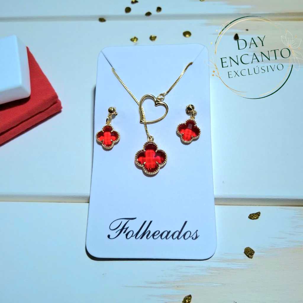 Conjunto Gravatinha Designer Flor com Cristal Colar e Brincos Femininos Folheados a prata 925 e Ouro18 K em Oferta na Shopee