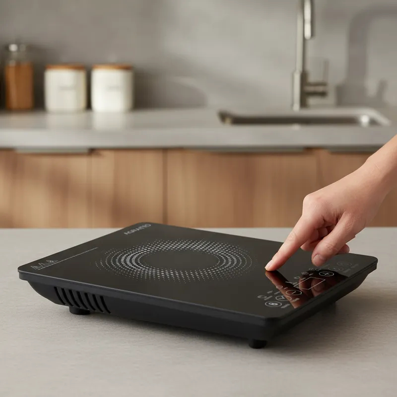 cooktop Indução elétrico portátil 1 Boca Touch agratto 1200w preto P/ Fogão cozinha 127v ou 220v Screen Trava fogareiro